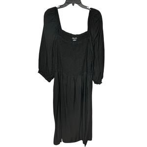 City Chic Black Smocked Classic Trendy Fearless Pull Over Dress Size XL/22